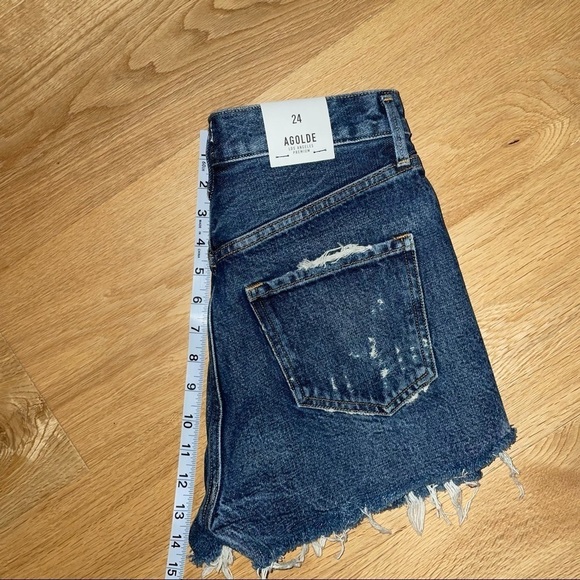 NWT AGOLDE JADEN HIGH RISE CUT  OFF DENIM SHORTS - 24 - Picture 14 of 14